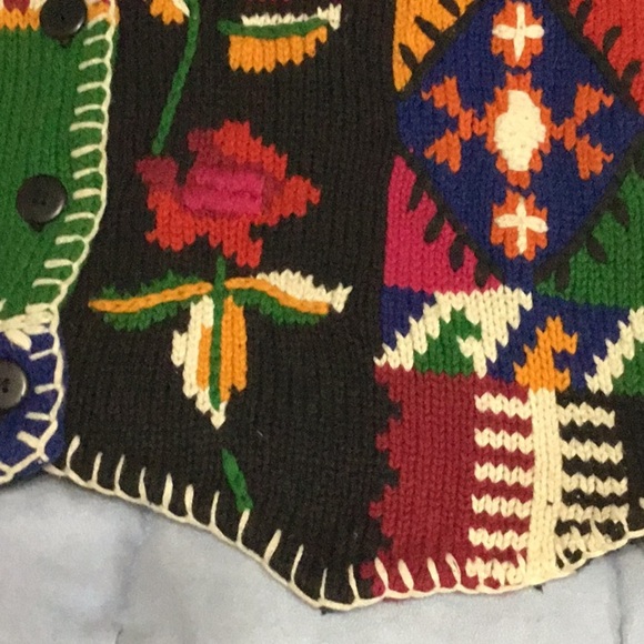 PENDLETON Knock Abouts Vintage Knit Vest M – Multicolor Patchwork Tapestry Folk - Picture 7 of 16